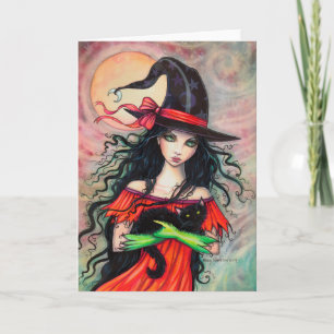 Carte Art d'imaginaire de sorcière de Halloween et de