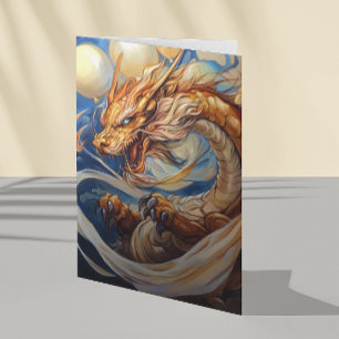 Carte Art Dragon avec ballons d'anniversaire