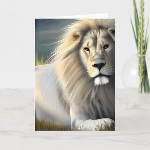 Carte Art Ethérée Lion Majestic Blanc Penser à vous