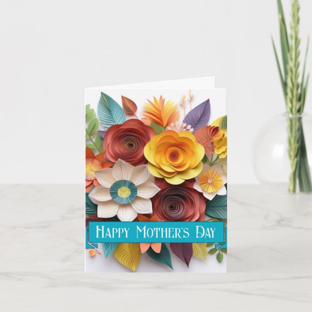 Carte Art floral en papier 3D pour la fête des mères (Devant)