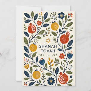 Carte Art folklorique moderne Shana Tovah botanique 