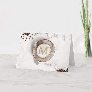 Carte Art latte de café Monogram Joyeux anniversaire