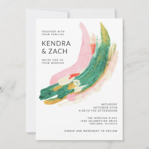 Carte Art moderne Abstrait Peint Strokes Mariage