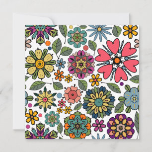 Carte Art Motif moderne Retro Floral Dessin