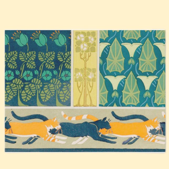 Carte Art Nouveau Cats and Flowers (Créateur téléchargé)