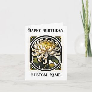 Carte Art Nouveau Chrysanthème Novembre Fleur de naissan
