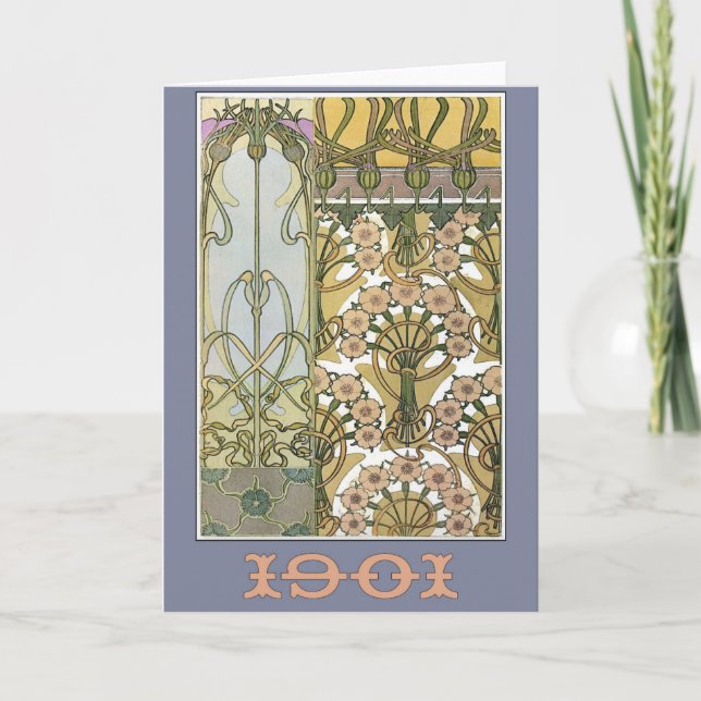 Carte Art nouveau fleurs alphonse mucha art floral (Devant)