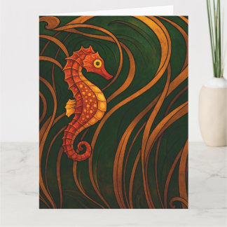Carte Art Nouveau Hippocampe