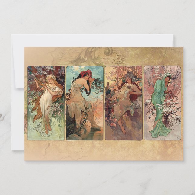 Carte Art Nouveau Les Quatre Saisons (Devant)