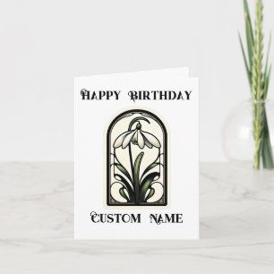 Carte Art Nouveau Snowdrop Janvier Mois de naissance Fle