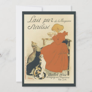 Carte Art Nouveau victorien vintage, Fille avec chats au