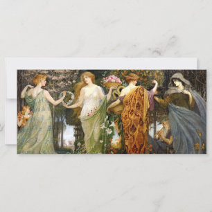 Carte Art Nouveau vintage 4 saisons par Walter Crane