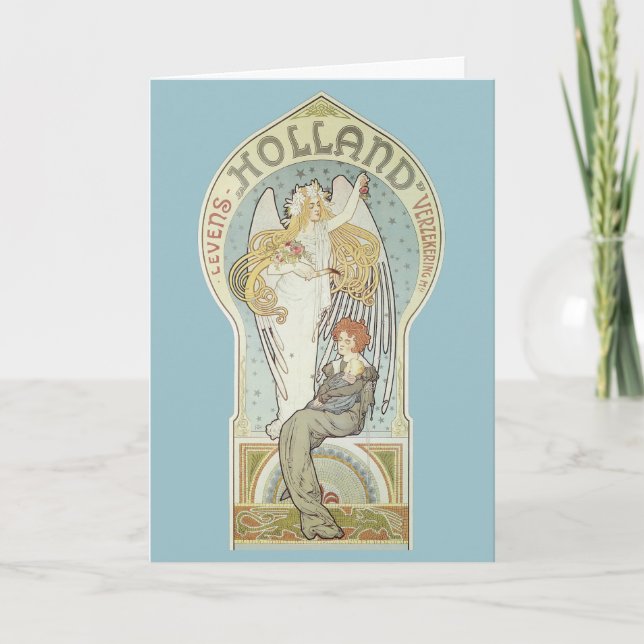 Carte Art Nouveau vintage, Holland Levensverzekering (Devant)