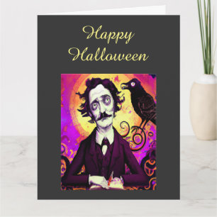 Carte Art numérique Vintage Look Edgar Allan Poe Raven