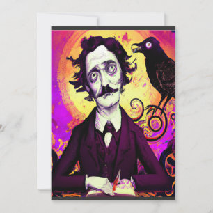 Carte Art numérique Vintage Look Edgar Allan Poe Raven