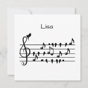 Carte Art personnalisé de clé de sol de l'oiseau chanteu