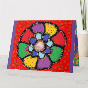 Carte Art pétale fleur rouge jaune pourpre design