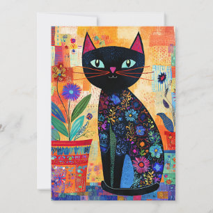 Carte Art populaire de chat noir
