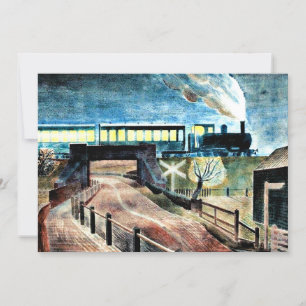 Carte Art ravilieux, Train Traversant le pont la nuit