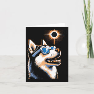 Carte Art Solaire Eclipse Husky Chien Portant des lunett