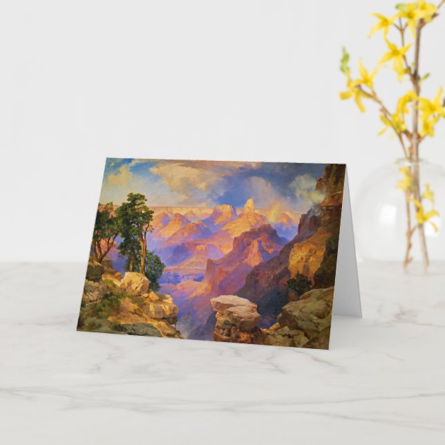 Carte Art Thomas Moran, Grand Canyon avec arc-en-ciel (Fleur jaune)