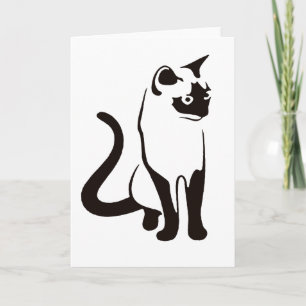 Carte Art traditionnel thaïlandais minimaliste de chat n