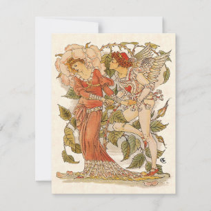 Carte Art Victorien vintage, Rose par Walter Crane