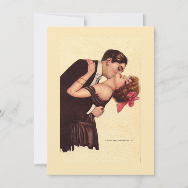 Carte Art vintage ~ Couple romantique embelli (Devant)