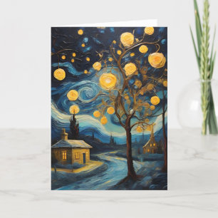 Carte Art Vintage de Noël inspiré par Van Gogh