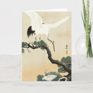 Carte Art vintage d'Ohara Koson représentant une grue ja