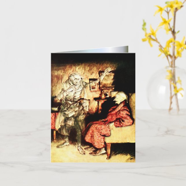 Carte Arthur Rackham - A Christmas Carol - Scrooge (Fleur jaune)
