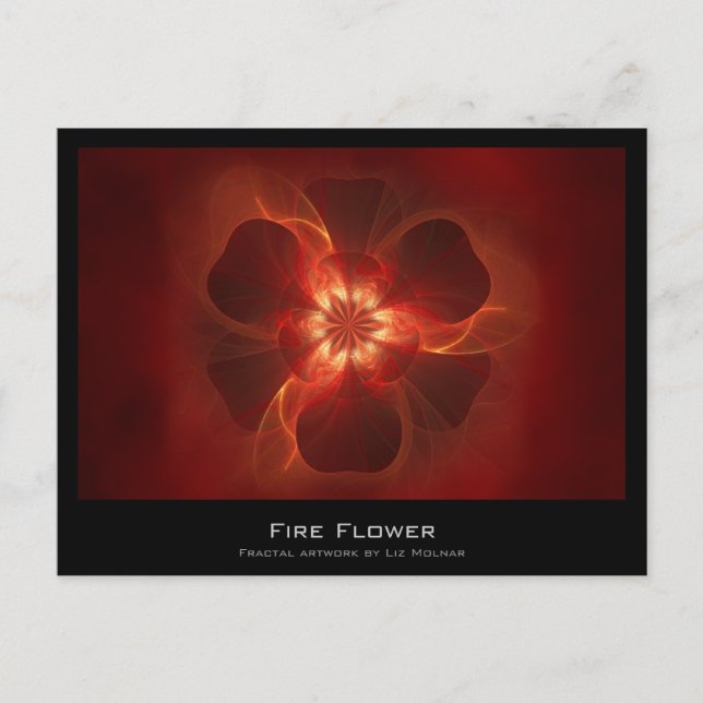 Carte Artiste Fractée Fleur Feu (Devant)