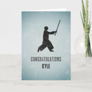 Carte Artiste martiale Aikido Stance Félicitations Homme
