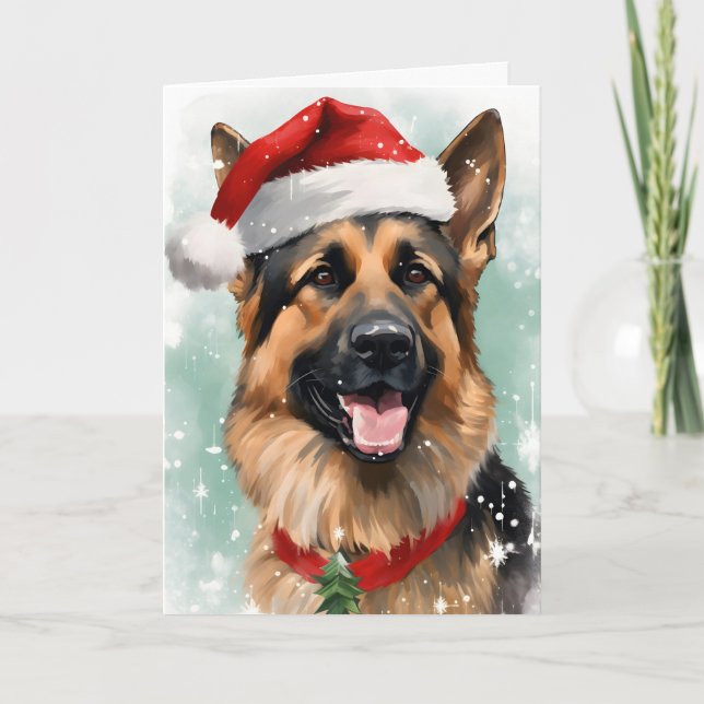 Carte Artiste peint de Noël berger allemand (Devant)