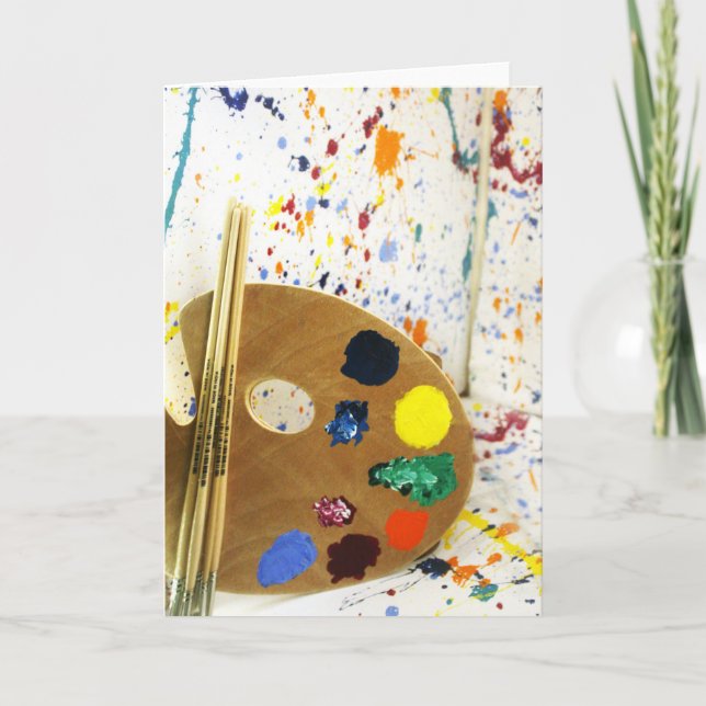 Carte Artistes Peinture Splatter et Palette de Peinture (Devant)