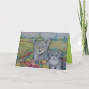 Carte Artistic birthday card with cats and text