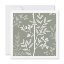 Carte artistique à rayures florales vert olive dél