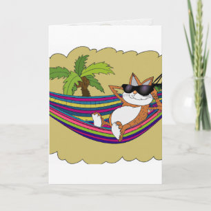 Carte artistique de chat dans un hamac