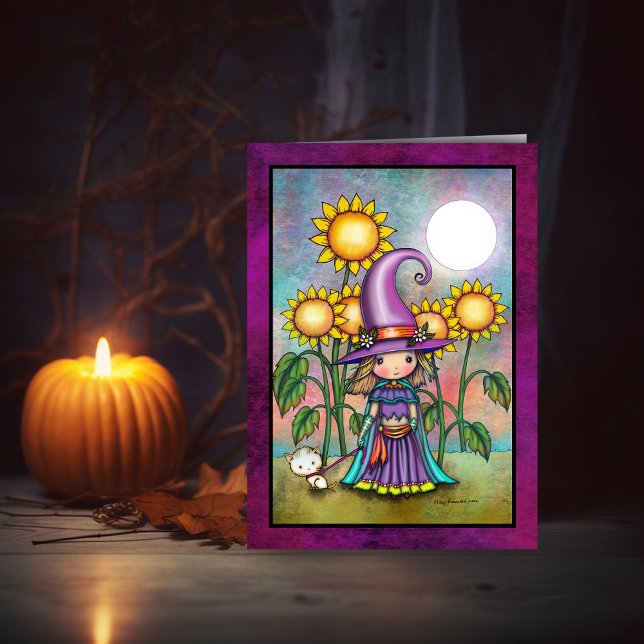 Carte artistique de la sorcière tournesol et du ch (Créateur téléchargé)