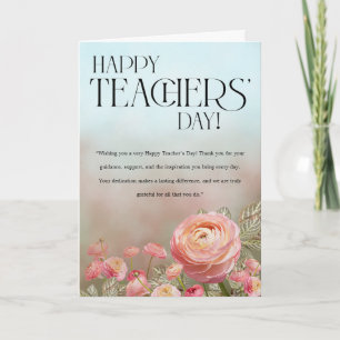 Carte artistique florale pour la fête des enseigna