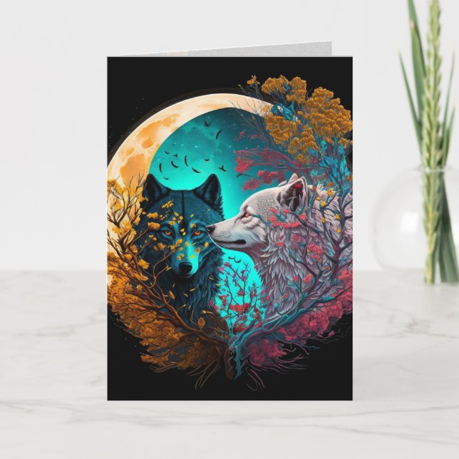 Carte artistique loup yin yang (Devant)