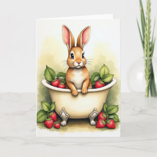 Carte artistique mignonne de lapin dans un bassin