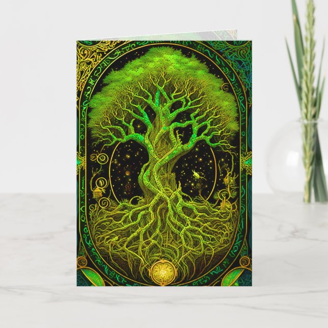 Carte artistique ornée de l'arbre vert de la vie (Devant)