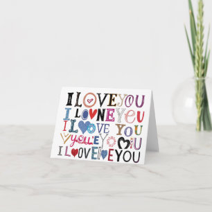 Carte artistique pliée "Je t'aime" pour la Saint-V
