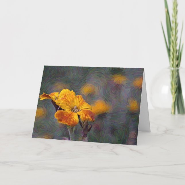 Carte Artsy Fleur sauvage orange jaune (Devant)