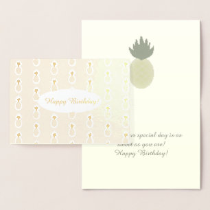 Carte Artsy Pineappy Motif Anniversaire Gold Foil 