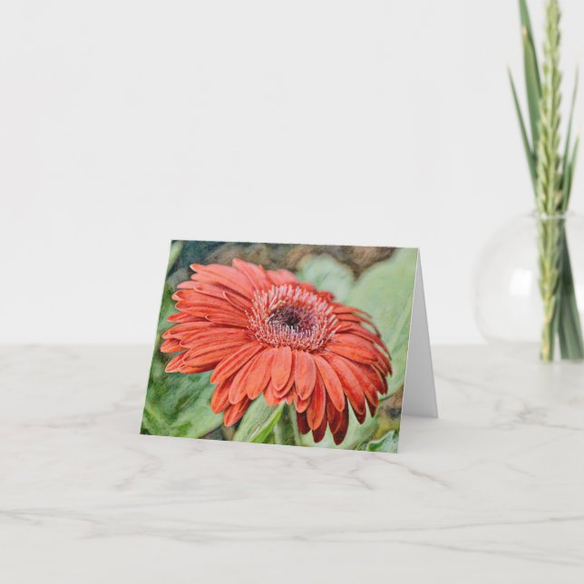 Carte Artsy Red Gerbera Daisy de Gertie's Garden (Devant)