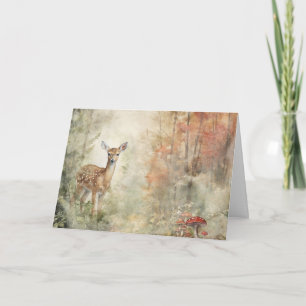 Carte Artsy Woodland Animaux Faune Deer Salutation
