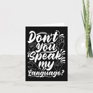 Carte ASL Alphabet Dont vous parlez Mon Chant Américain 
