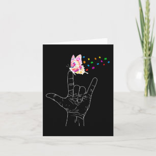 Carte ASL I Love You Hand Sign Language Butterfly Autism